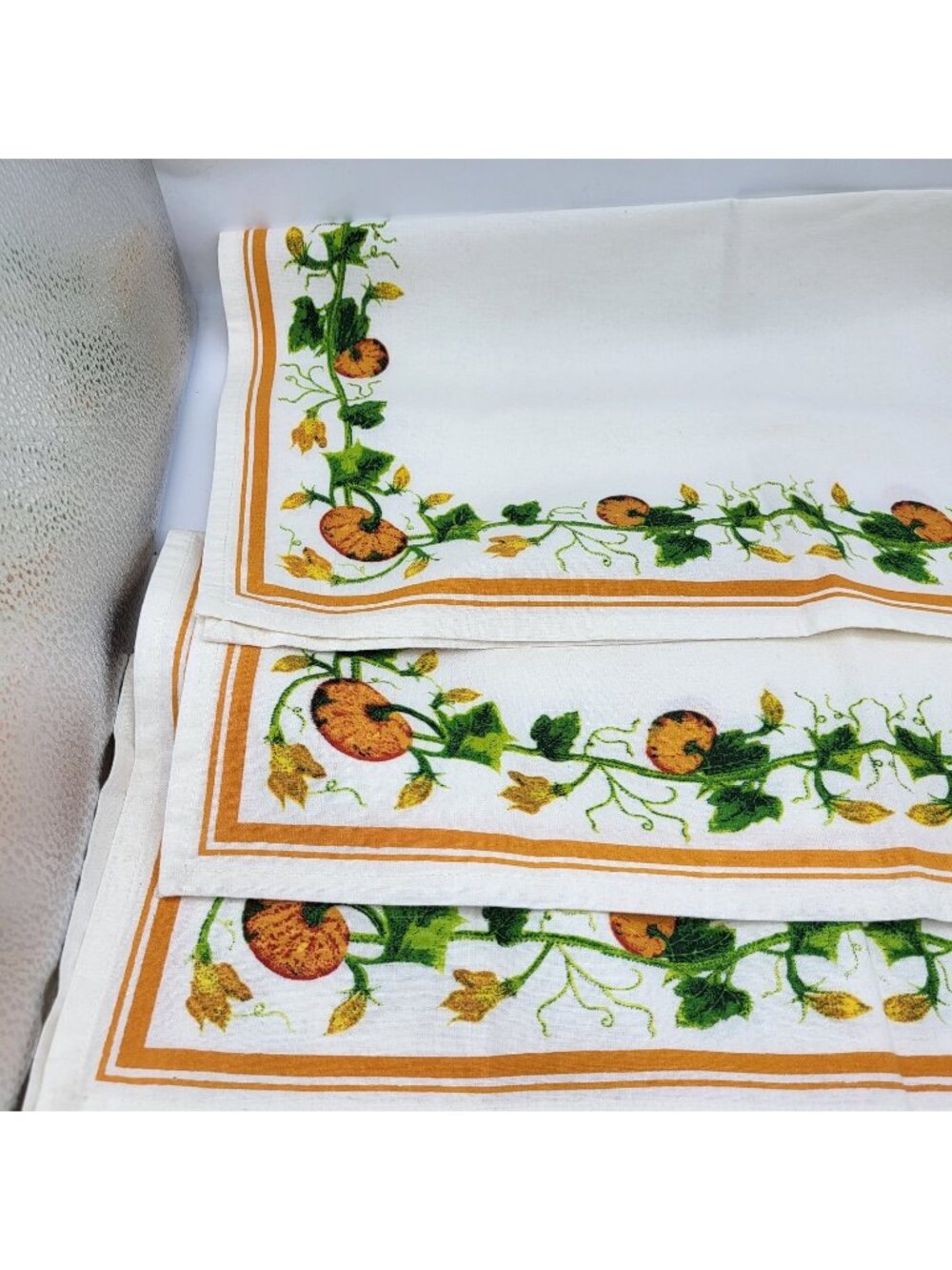 Fabulous Pumpkin Vine Fall Halloween Cotton Napkins lot of 6 World Market